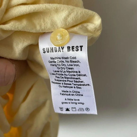 Aritzia Sunday Best Linen Lyocell Blend Makenna Romper Pastel Yellow Sz Medium - Picture 6 of 7